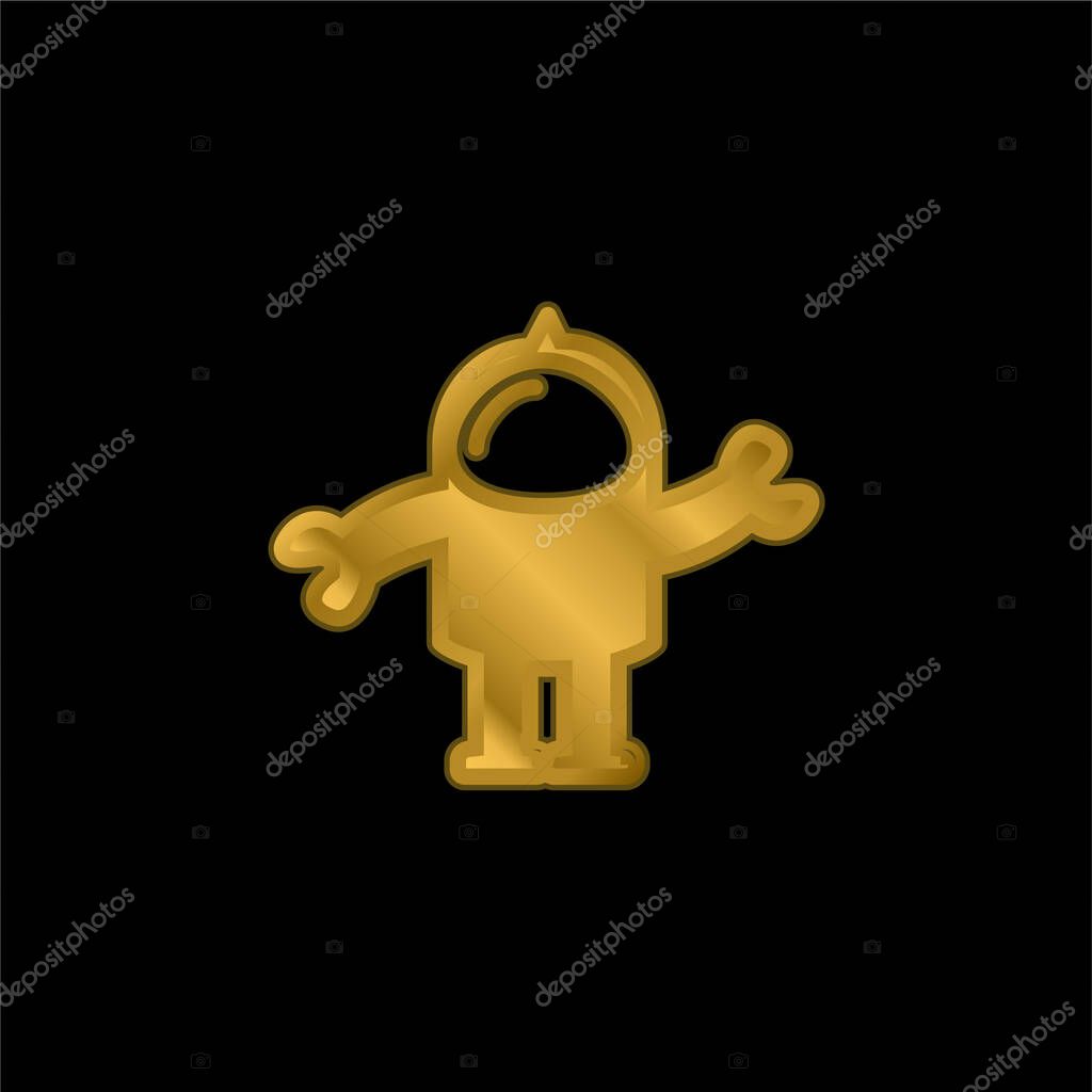 Astronaut Suit gold plated metalic icon or logo vector