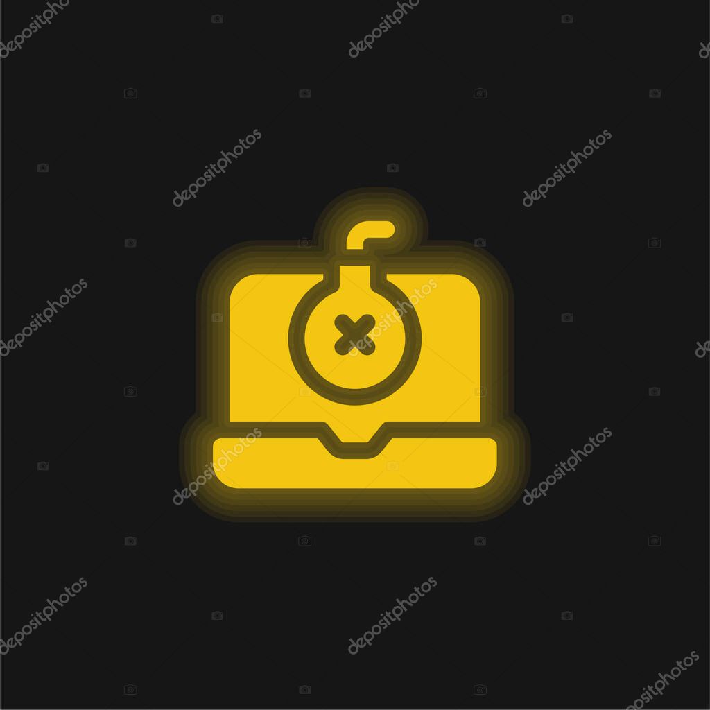Bomb yellow glowing neon icon