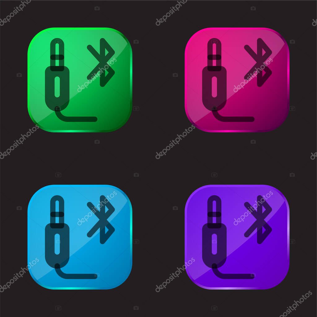 Bluetooth four color glass button icon