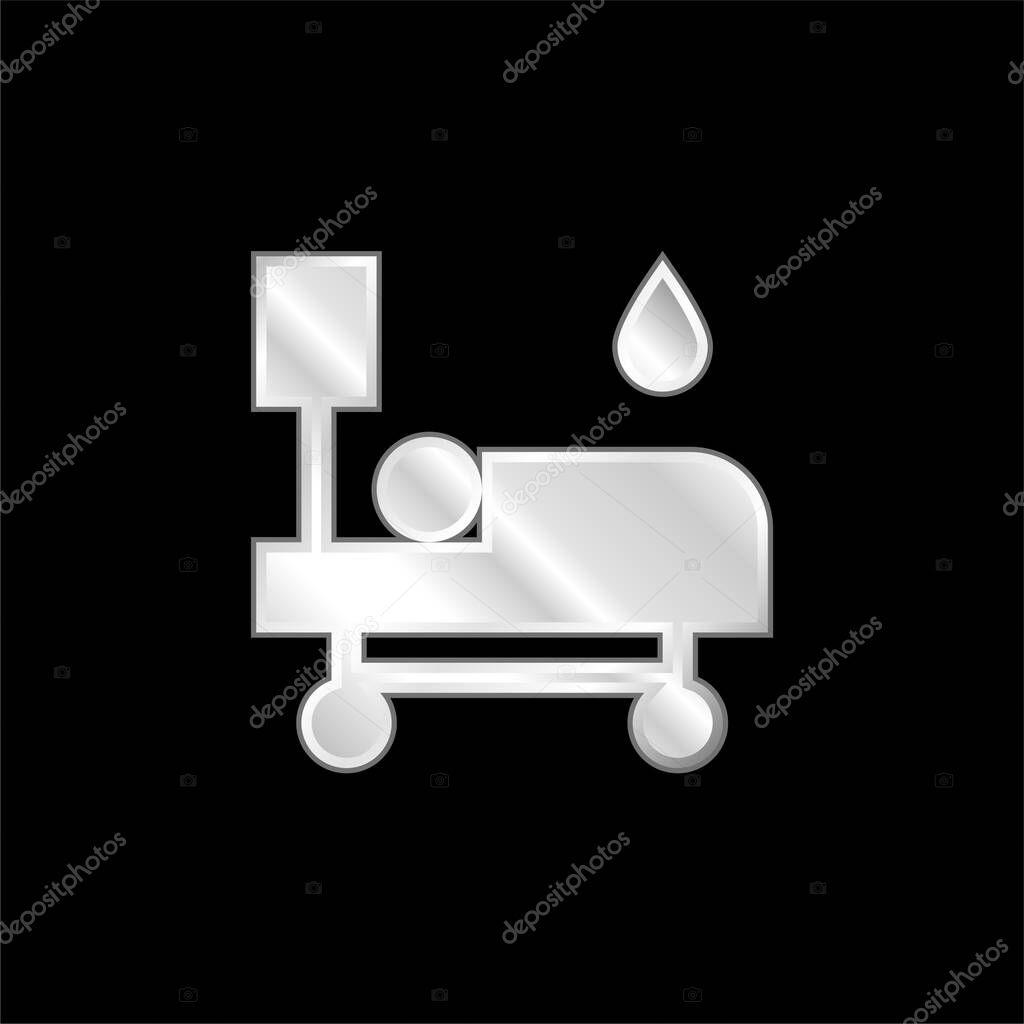 Blood Transfusion silver plated metallic icon