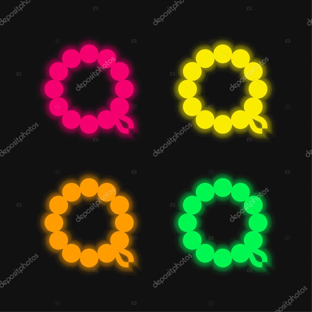 Bracelet four color glowing neon vector icon