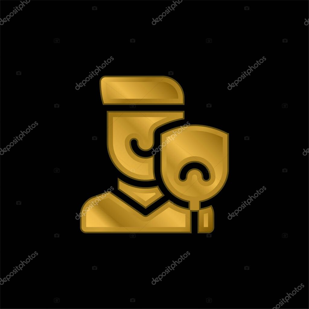 Acting gold plated metalic icon or logo vector