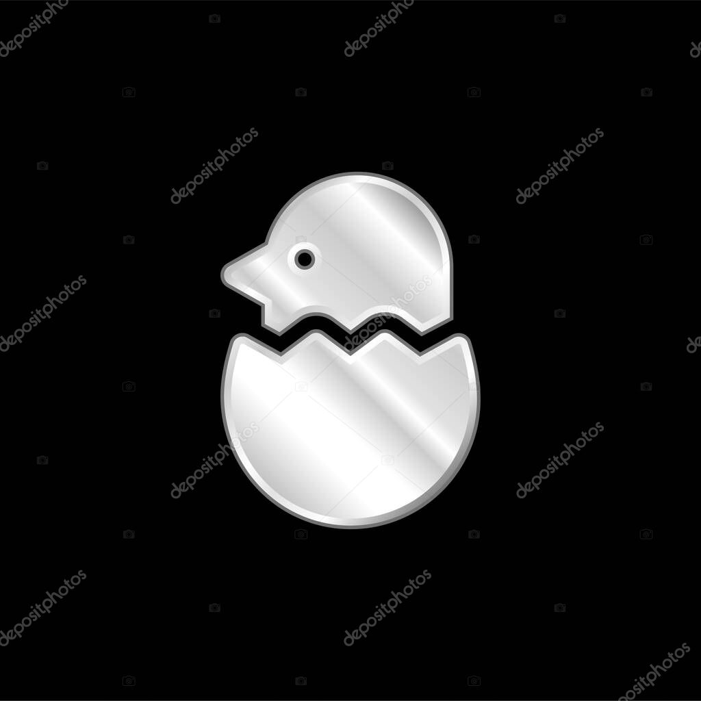 Bird silver plated metallic icon