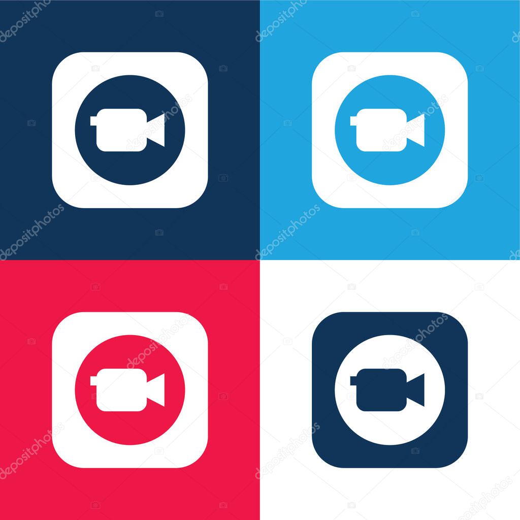 Apple blue and red four color minimal icon set