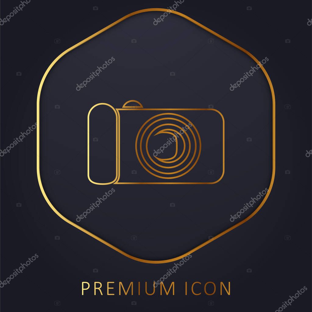 Black Digital Camera golden line premium logo or icon