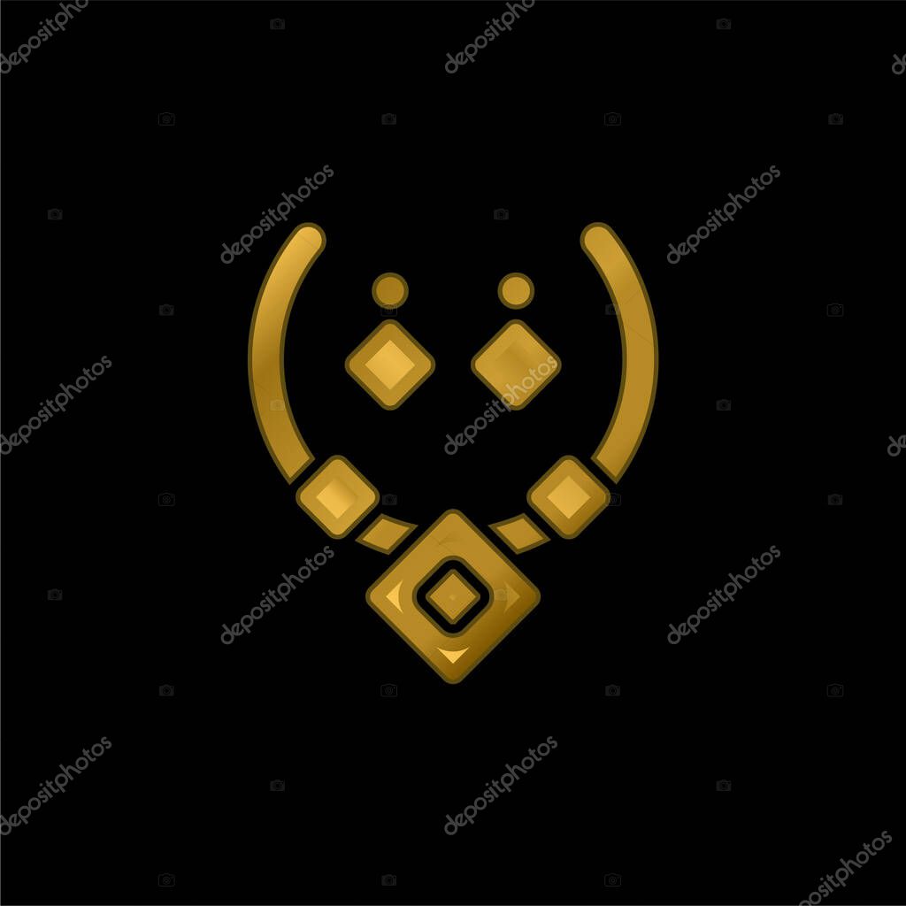 Aztec Necklace gold plated metalic icon or logo vector