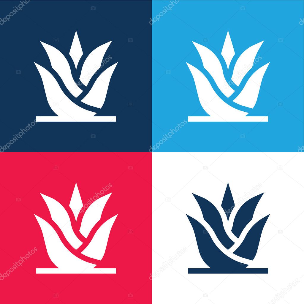 Aloe Vera blue and red four color minimal icon set