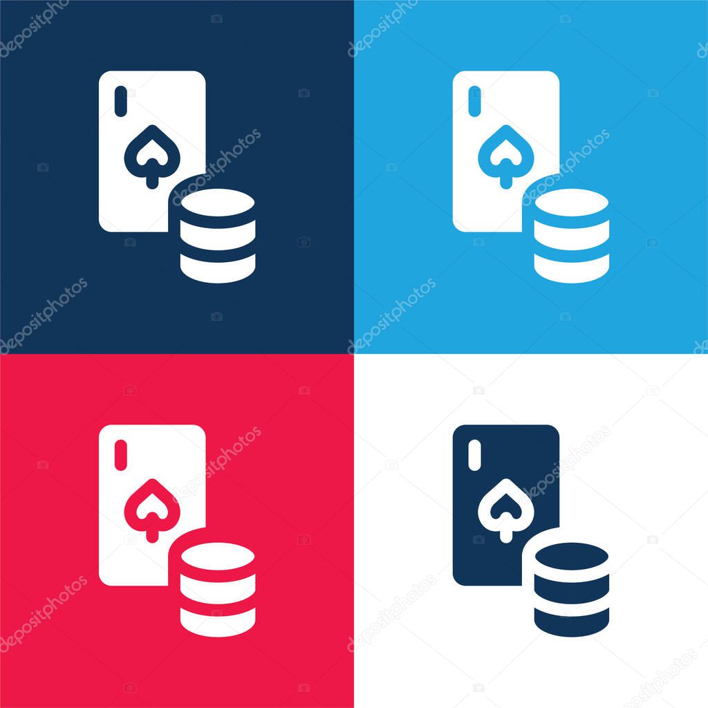 Blackjack blue and red four color minimal icon set