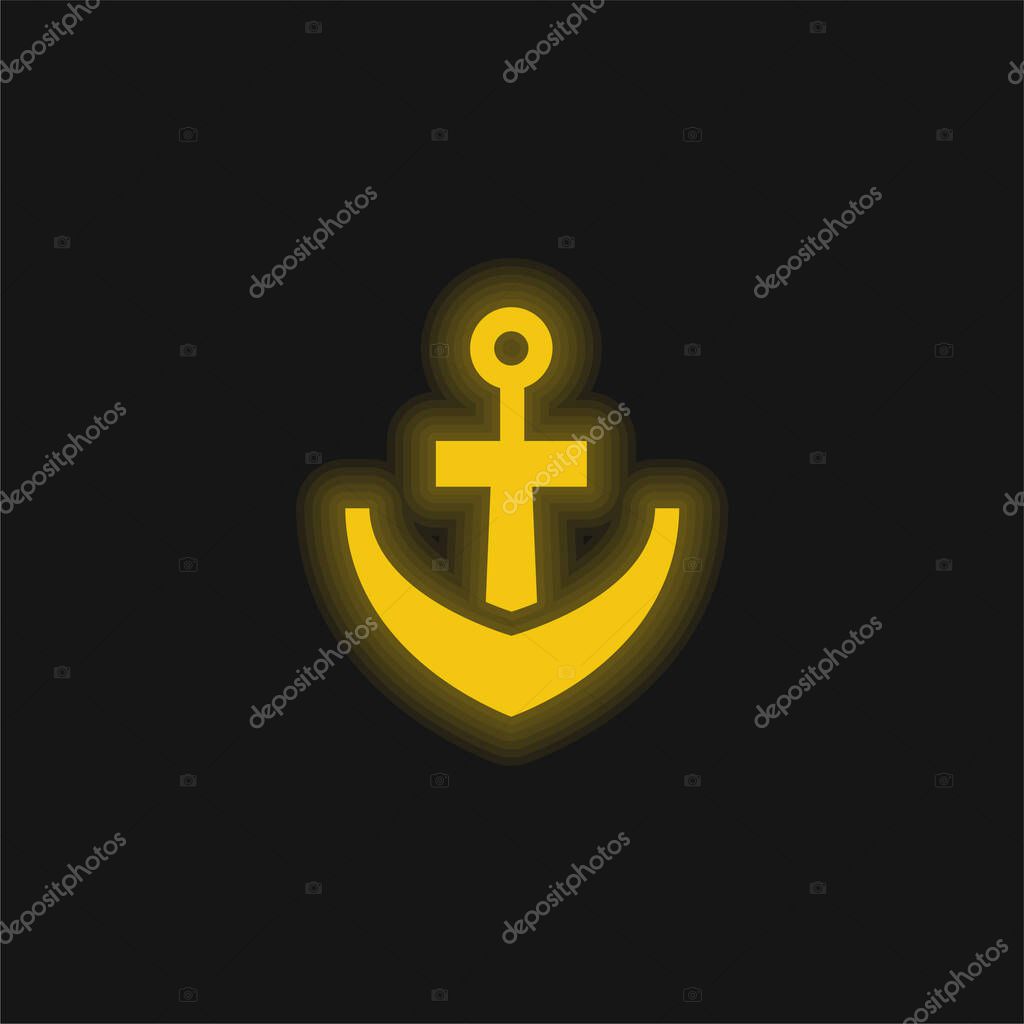 Anchor yellow glowing neon icon