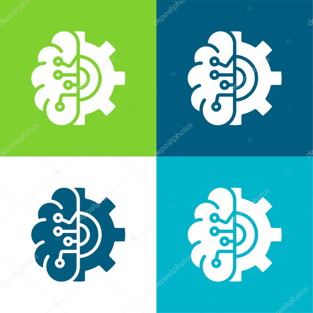 Artificial Intelligence Flat four color minimal icon set