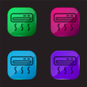 Klimatizace čtyři barvy skleněné tlačítko ikona