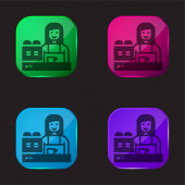 Barista čtyři barvy skleněné tlačítko ikona