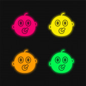 Baby vier Farbe leuchtenden Neon-Vektor-Symbol