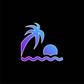 Beach Sunset blue gradient vector icon