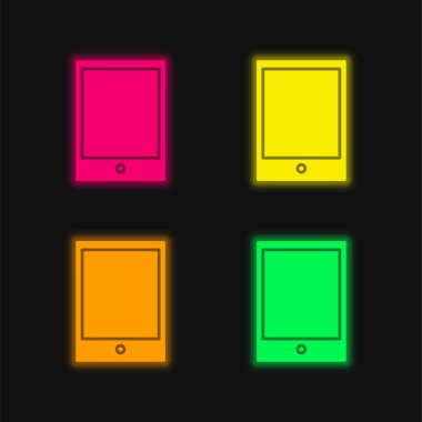 Büyük Ipad dört renk parlayan neon vektör simgesi