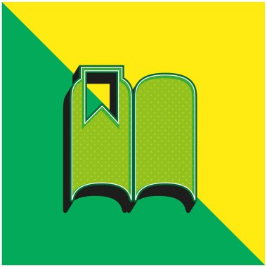 Açılmış Kitap Yeşil ve Sarı 3D vektör logosunun Yer İmleri