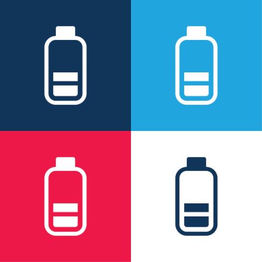 İki Çubuklu Pil Mavi ve Kırmızı Minimum Renk Simgesi