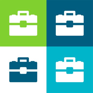 Evrak çantası Düz 4 renk minimal simgesi seti