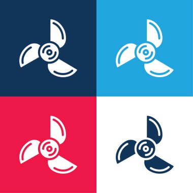 Bıçaklar mavi ve kırmızı dört renk minimal simge kümesi