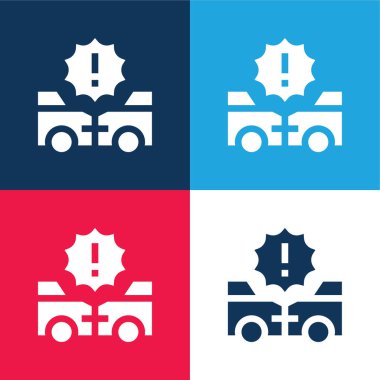 Kaza mavi ve kırmızı dört renk en düşük simge kümesi