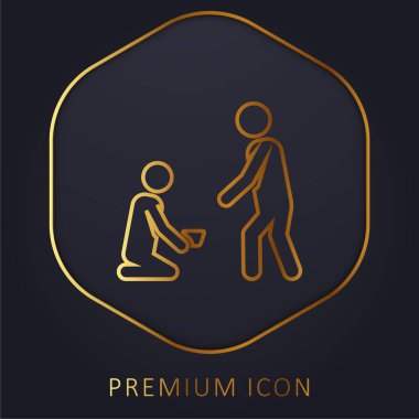 Begging golden line premium logo or icon clipart