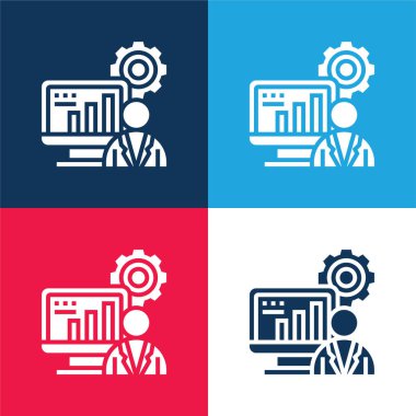 Administrator blue and red four color minimal icon set clipart