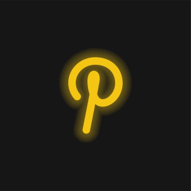 Büyük Pinterest logosu sarı parlak neon simgesi