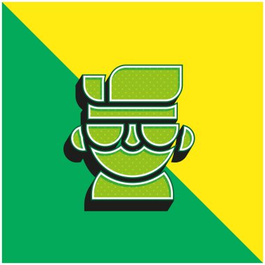 Çocuk Yeşil ve Sarı Modern 3D vektör simgesi logosu