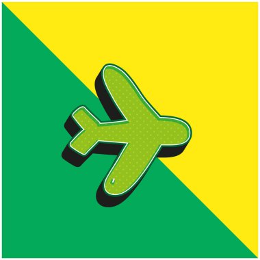 Uçak Modu Yeşil ve Sarı 3D vektör simgesi logosu