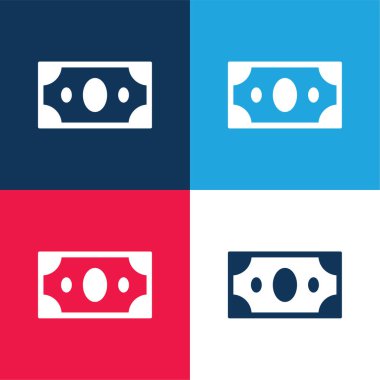 Büyük Kağıt Bill mavi ve kırmızı dört renk minimal simge kümesi