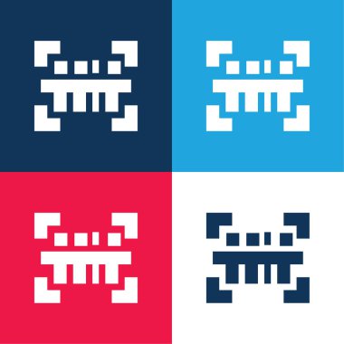 Barkod mavi ve kırmızı dört renk en küçük simge kümesi