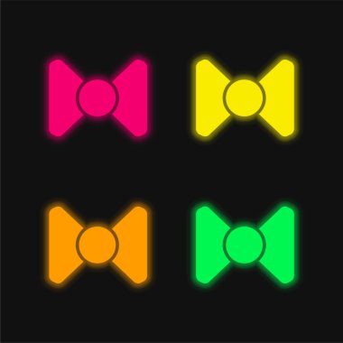 Siyah Siluet 'i selamla Dört renkli neon vektör simgesi