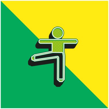 Kollar ve Bacak Geren Yeşil ve Sarı Modern 3D vektör simgesi logosu