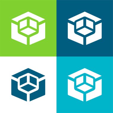 3d Modelleme Düz 4 renk en az simge kümesi