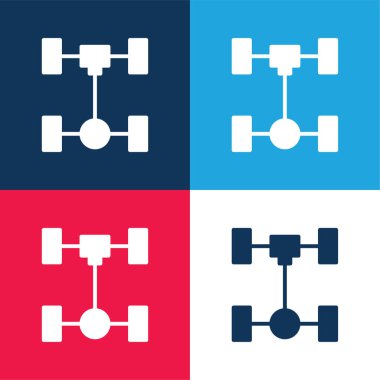 Axle blue and red four color minimal icon set clipart