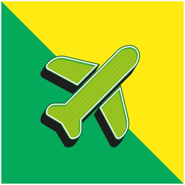 Uçak Yeşil ve Sarı Modern 3D vektör simgesi logosu