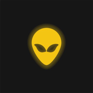 Uzaylı Başı Sarı Işıldayan Neon simgesi