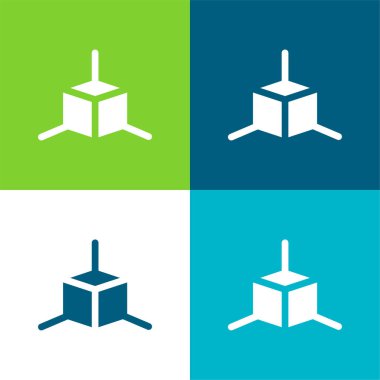 3d Modelleme Düz 4 renk en az simge kümesi