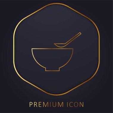 Bowl ve Spoon altın çizgi prim logosu veya simgesi