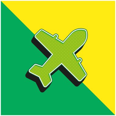 Uçak Yeşil ve Sarı Modern 3D vektör simgesi logosu