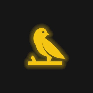 Bird On A Branch yellow glowing neon icon clipart