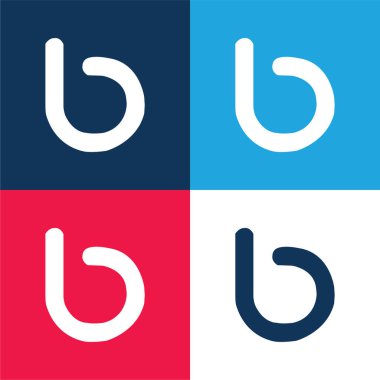 Bing Logotype blue and red four color minimal icon set clipart