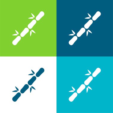 Bambu Çubuğu Düz 4 renk simgesi seti