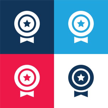 Rozet mavi ve kırmızı dört renk minimal simge kümesi