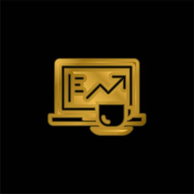 Analitik altın kaplama metalik simge veya logo vektörü
