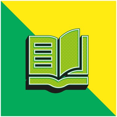 Kitap Yeşil ve Sarı Modern 3D vektör simgesi logosu