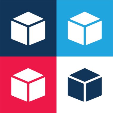 Kutu mavi ve kırmızı dört renk minimal simge kümesi