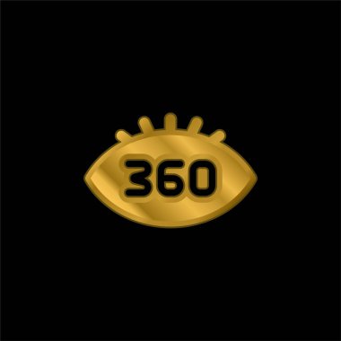 360 Degrees gold plated metalic icon or logo vector clipart