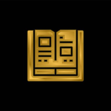 Kitap altın kaplamalı metalik simge veya logo vektörü