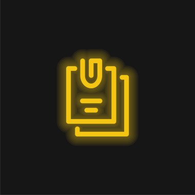 Attached Files yellow glowing neon icon clipart